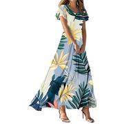 MOKBAY Abito Donna Elegante Abiti Lunghi Eleganti Cerimonia Vestito Lungo Estivo Fiori Estivi Prendisole Lungo Vestitino Donna Estivo Rosa 2025 Spiaggia Offerte Lampo XXL