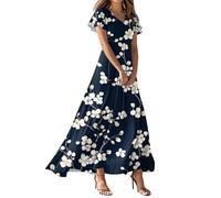 MOKBAY Abito Elegante Donna Estivo Offerte del Giorno Estivi 2025 Bianchi Vestito Rosa Abiti Lunghi Estivi Donna Eleganti Prendisole Fiori Boho Cerimonia Lungo Tubino Nero Lungo M