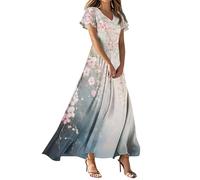 MOKBAY Abito Elegante Donna Vestito Estivo Curvy Abiti Estivi Lunghi Rosso Lungo Boho Estivo Comodi Floreale Prendisole 2025 Vestiti Donna Lunghi Promozioni del Giorno M