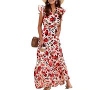 MOKBAY Abito Nero Donna Estivi Vestito Lungo Cotone Vestito Elegante Prendisole Lunghi Sexy Rosso Boho Floreale 2025 Offerta Lampo del Giorno Abito Chemisier Donna Lungo L