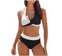 MOKBAY Bikini Nero Donna Snellente Due Pezzi Costumi per Ciclo Mestruale Costume Fascia Bianco Balconcino Articoli a Meno di 5 Euro Taglie Forti Fascia Costume Donna Due Pezzi Nero XXL