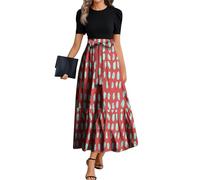 MOKBAY Vestiti Curvy Donna Estate Bianchi Abito Lungo Elegante Prendisole Moda Offerte Lampo 2025 Boho Abiti Estivi Floreali Estivo Vestito Lungo Nero XXL