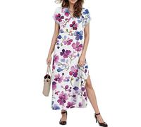 MOKBAY Vestiti Curvy Donna Estate Lunghi Prendisole Vestito Lungo Estivo Elegante Estivi 2025 Abito Nero Floreale Casual Spiaggia Abito Lungo Donna Elegante Blu Offerte del Giorno Lampo Prime M