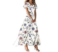 MOKBAY Vestiti Donna Vestiti Lunghi Floreali Estivi Boho Chic Offerte del Giorno Lungo Abito Lungo Estivo Prendisole Blu 2025 Modelli Abiti Estivi Donna Eleganti XL