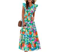 MOKBAY Vestiti Estivi Donna Lunghi Prendisole Abiti Lunghi Curvy Floreale Abito Cerimonia Donna Curvy Eleganti Bianchi 2025 Lungo Estivo Spiaggia Vestiti Estivi Offerte del Giorno Lampo Prime M