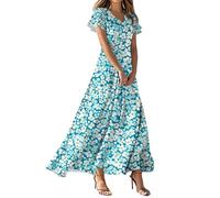 MOKBAY Vestitino Donna Lunghi Vestito Lungo Curvy 2025 Floreale Boho Abito Floreale Bianco Estivo Abiti Lunghi Estivi Donna Cotone O Lino Prendisole Sconti 90 per Cento XL