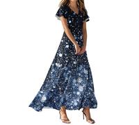 MOKBAY Vestito Bianco Lungo Offerte del Giorno Lampo Prime Lunghi Boho Chic Prendisole Blu Pois Vestito Nero Donna Estivi 2025 Abito Estivo Lungo Abiti da Donna XXL