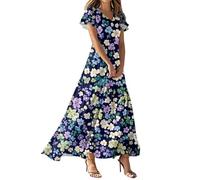 MOKBAY Vestito Lungo Estivo Donna Boho Pois Lunghi 2025 Prendisole Estivi Abito Curvy Blu Abito Lungo Cotone Vestito Donna Estivo Elegante Sexy Offerta Lampo del Giorno XL