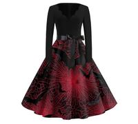MOKBAY Vestito Nero Halloween Donna Cosplay Gotico Costumi Sexy Scheletro Horror Vestito Diavolo Pirata Suora Vestiti Costume Adulta Abito Donna Halloween 4XL