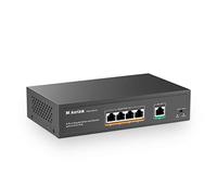 MokerLink 5 Port Gigabit POE Switch, with 4 Ports POE+ 1000Mbps, 78W IEEE802.3af/at, Plug and Play Non Gestito, Metallo Robusto, Senza Ventole
