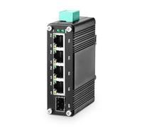 MokerLink Commutatore industriale UPS PoE a celle solari a 5 porte, ingresso DC12v-48v all'uscita DC48v, ieee802.3af/at PoE, mini, ip40 non gestito (da -40 a 185 ° F), capacità 10Gbps