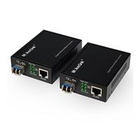 MokerLink Convertitore Gigabit SFP a RJ45, un paio di 2 confezioni di convertitore multimediale da fibra a Ethernet monomodale, porta RJ45 da 10/100/1000Mbps, modulo SFP 1000Base-LX 1310nm fino a 20KM