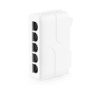 MokerLink Extender PoE a 5 porte, IEEE 802.3 af/at/bt 90 W, ripetitore PoE 10/100 Mbps, 1 PoE in 4 PoE Out, montaggio a parete e guida guida guida PoE Passthrough Switch
