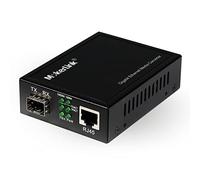 MokerLink Gigabit SFP al convertitore RJ45, fibra al convertitore multimediale Ethernet, porta RJ45 10/100/1000Mbps, slot SFP 1000Base-SX/LX, modulo MiniGBIC di sostegno