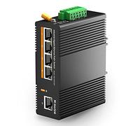 MokerLink Switch Ethernet industriale su guida DIN Gigabit PoE a 5 porte, alimentazione PoE+ da 60 W, switch di rete non gestito IP40 (da -40 a 185 °F), con alimentatore
