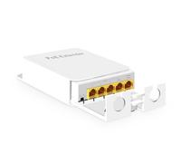 MokerLink Switch/Extender PoE Gigabit a 5 porte per esterni, ripetitore PoE IEEE 802.3 af/at/bt, 10/100/1000Mbps, 1 PoE in 4 PoE out, switch POE passthrough impermeabile con montaggio a parete