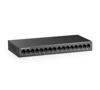 MokerLink Switch Gigabit Ethernet a 16 porte, montaggio a rack in metallo senza ventola, switch di rete plug and play non gestito