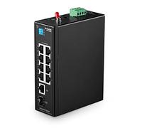 MokerLink Switch industriale DIN Rail a 10 porte, 8 porte 100 Mbps, 1 Gigabit Ethernet e 1 SFP uplink, DIN Rail & Wall Mount