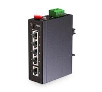 MokerLink Switch industriale DIN Rail Gigabit a 5 porte, 4 porte da 100/1000 Mbps, 1 Gigabit uplink, mini dimensioni, guida DIN in metallo e montaggio a parete Ethernet Switch