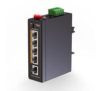 mokerlink Switch Industriale per Guida DIN a 5 Porte Poe+, 4 Porte Poe+ IEEE802.3af/at, 1 uplink, Fast Ethernet 10/100Mbps, Guida DIN e Montaggio a Parete Inclusi
