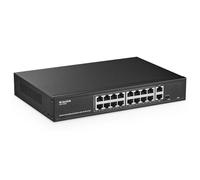 mokerlink Switch Poe 16 Porte, 2 Uplink Gigabit, 200W IEEE802.3af/at, VLAN ed Estensione, Switch Ethernet Plug And Play Non gestito su Rack in Metallo