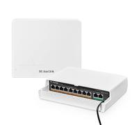 MokerLink Switch PoE da esterno a 11 porte con 9 porte PoE+, 2 Ethernet UpLink, 10/100 Mbps, 120 W, 802.3 af/at PoE, impermeabile e senza ventola Plug & Play