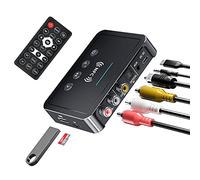 Mokeum Adattatore Bluetooth 5.0 NFC 3 in 1 Trasmettitore FM, Ricevitore Con NFC, Chiavetta 3.5mm AUX/RCA Wireless per TV/PC/Smartphone/Autoradio
