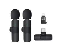 Mokeum Microfono wireless a clip, microfoni lavalier wireless, microfono a clip da bavero, microfoni plug-play, per telefoni di tipo C, iPhone, iPad, registrazione video, TikTok, Facebook Live,