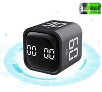 Mokeum Timer da cucina, timer a cubo con sensore di gravità, display a LED, conto alla rovescia silenzioso, timer digitale da cucina per lavoro, studio, riunioni, cucina, fitness (nero)
