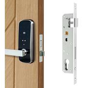 MOKIDO Serratura da infilare in acciaio inox 85/25 | Serratura del telaio tubolare per porta d'ingresso, cancello da giardino, porta della camera | serratura DIN L/R | scatola per porte in metallo e