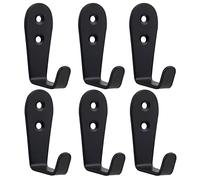 Mokife Ganci Appendiabiti da Parete, 6 Pezzi Neri Attaccapanni da Muro Singolo Gancio Appendi Cappotto Acciaio Inox Grande Metallo L Gancio per Cucina Camera da Letto Bagno Ufficio Toilette