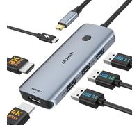 MOKiN - Adattatore da USB C a doppio HDMI, hub USB C Dual HDMI per Windows, adattatore USB C con doppia HDMI, 3 porte USB, compatibile con Dell XPS 13/15, Lenovo Yoga, ecc