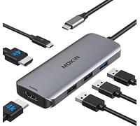 MOKiN Adattatore USB C a HDMI, hub USB C a doppio HDMI, 6 in1 con 2 porte HDMI 4K, 3 porte USB, porta di alimentazione tipo C compatibile per MacBook, Surface Book Pro e altro ancora