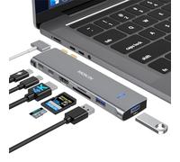 MOKiN Adattatore USB C, adattatore multiporta USB MacBook 7 in 2, dongle Mac con HDMI 4K, USB 3.0, TF/SD, Thunderbolt 3 e PD 100W, hub USB-C per MacBook Air/Pro M1/M2/M3