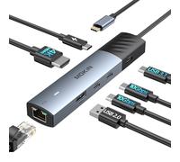MOKIN Adattatore USB C HUB, 7 in 1 con HDMI 4K@60HZ, Ethernet, 3 porte USB-C 3.1 e 1 porta dati USB-A, PD100W, RJ45, adattatore multiporta per MacBook Pro/Air, Surface, Dell XPS, HP, Thinkpad