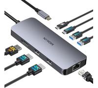 MOKIN Docking Station Dual Monitor 8 in 1 USB C Hub 2 HDMI, DisplayPort, Gigabit Ethernet, 100W PD Charging, 3 USB A/C 3.0 Ports, Laptop Docking Station for MacBook/Dell/HP/Lenovo/Surface
