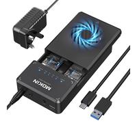 MOKiN Enclosure NVMe, Enclosure SSD M.2 Dual-Bay Offline Clone Tool-Free, USB 3.1 Gen 2 10Gbps Docking Station con ventola di raffreddamento, alloggiamento per disco rigido