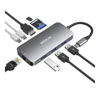 MOKiN Hub USB C, MacBook Adattatore, Hub USB C Multiport a HDMI, 3USB 3.0, SD/Micro SD, Gigabit Ethernet, USB C Date Port, USB C 100W Power Pass Attraverso la Porta Dati USB C.