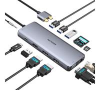 MOKiN MacBook Pro Docking Station Dual Monitor 12 in 1 USB C Adapter | Mac Dock Dongle Dual USB C con 2 HDMI+VG Ethernet+2 USB 3.0+2 USB 2.0+SD/TF+Audio+100W PD per MacBook Pro/Air
