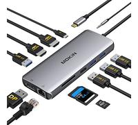 MOKiN USB C Docking Station Dual Monitor 12 in 1 Triple Display USB C Hub | USB C Multiport Adapter con 2 HDMI+DisplayPort+100W PD+4 USB+Gigabit Ethernet+SD/TF+Audio Port per HP/Dell/Lenovo