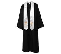 MOKKHNB 1 Set Abito da clero - Abito da preghiera da sacerdote con stola a croce ricamata - Elegante da pastore, costume teatrale religioso per feste cosplay taglia M