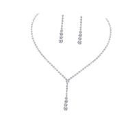 MOKKHNB 1 set Sposa con Collana Pendente Cristallo e Rete Parure per Cerimonie e Speciali