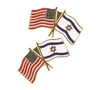 MOKKHNB 2 pezzi Spilla da Bavero Doppia Bandiera Usa e Israele in Metallo Distintivo Decorativo Elegante per Abbigliamento e Accessori per Feste e Cerimonie