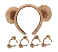 MOKKHNB 5pezzi Cerchietto Orecchie di Orso Bruno Marrone Carino Fascia per Capelli Orecchie di Animale Morbida Accessori per Capelli per Donne Adulte Decorazione per Costume da Animale