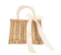 MOKKHNB Borsa Estiva in Paglia Da Donna Manico Perla e Tessuto Resistente, Borsa a Tracolla Per Spiaggia, Vacanze e Uscite Casual