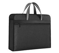 MOKKHNB Borsa Porta Documenti Cerniera in Tela Nera, Design Multilivello e Chiusura Rapida per Viaggi e Occasioni Formali, Organizer Professionale e Compatto da Trasporto