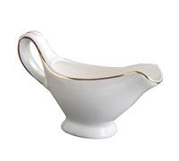MOKKHNB Brocca per Salsa in Ceramica Bianca da 300ml Versatore Stabile e Resistente al Microonde, Design Elegante a Forma di Ciotola per Uso Domestico e Ristoranti