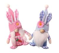 MOKKHNB Coppia di Pupazzi Gnomo Pasquale 2 Pezzi Orecchie da Coniglio Decorazione Versatile per Casa e Tavolo Atmosfera Calda e Primaverile