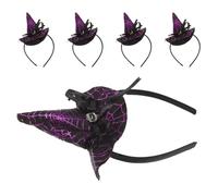 MOKKHNB Fascia per Chioma da Strega 5 Pezzi Cappello Viola e Ragnatela Nera, Accessori per Chioma di Halloween da Donna, Cerchietto Cosplay per Festa a Tema Mago e Travestimento Gotico