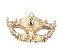 MOKKHNB Maschera Veneziana in Metallo a Forma di Pizzo Oro Strass, Elegante e Confortevole per Feste Cosplay e Carnevale, Atmosfera Misteriosa Garantita
